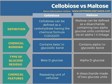 Cellobiose Vs Maltose Tabular Form Functional Group Molecules