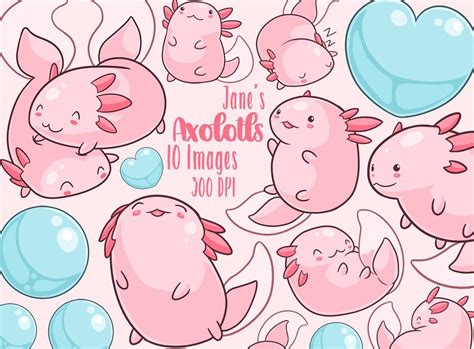 Perfect for creating greeting cards,invitations and stationery, decorating your blog or website, designing posters and room decor for children or babies. Kawaii Axolotl Clipart #sample#page#Transparent#images ...