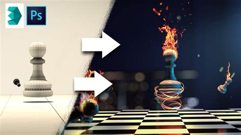 Chess Fire Composition Speed Art Photoshop Cc 3ds Max Youtube