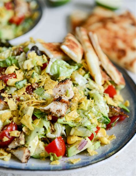 Chopped Chicken Taco Salads With Cheese Quesadilla Strips