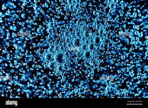 Bright Micro Bubbles In Blue Soda Drink Background Stock Photo Alamy