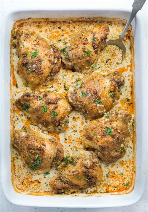 Crispy Oven Baked Chicken Thighs Recipe The Kitchen Girl