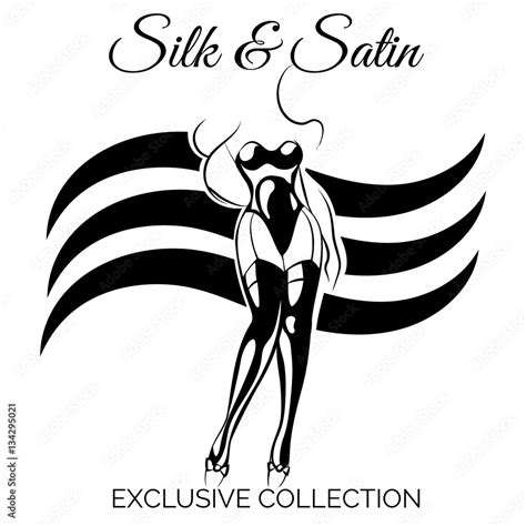 Black And White Lingerie Shop Emplem Or Poster With Sexy Woman Silhouette Vector Illustration