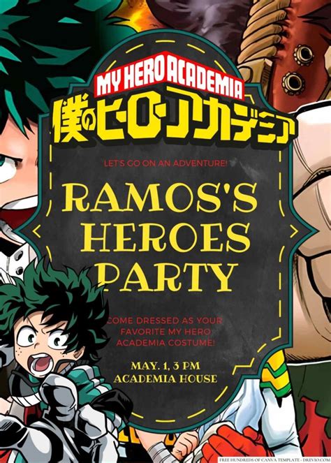 My Hero Academia Birthday Invitation Download Hundreds Free Printable