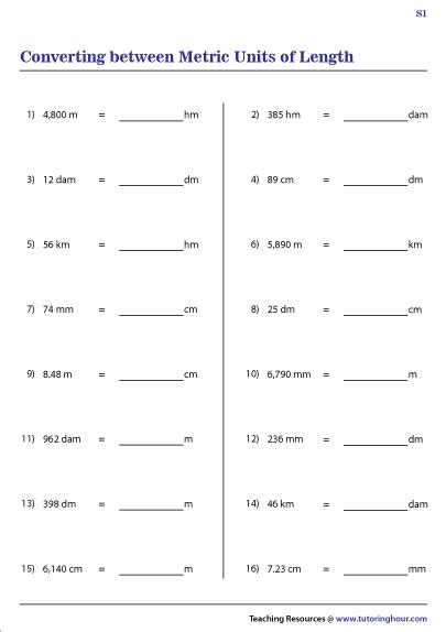 Converting Units Of Length Worksheet