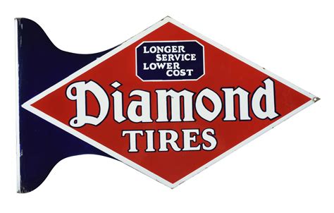 Lot Detail Diamond Tires Die Cut Porcelain Service Station Flange Sign