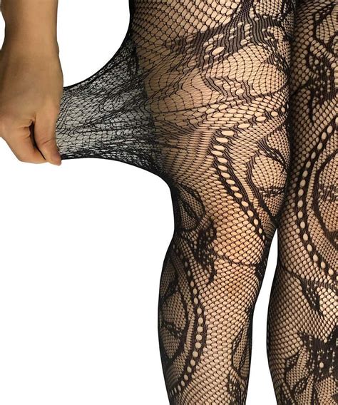 Womens Fishnet Bodystocking Plus Size Crotchless Bodysuit Sexy Tights
