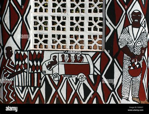 Traditional African Mud Wall Painting Is Updated With A Contemporary