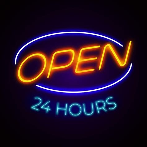 Free Vector Colored Open 24 Hours Neon Sign