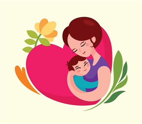 Feliz Día De La Madre Madre De Dibujos Animados Sosteniendo A Un Niño