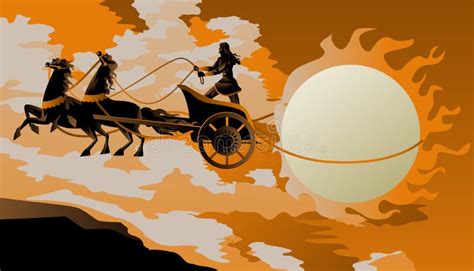 Greek Mythology Apollo With Chariot And The Sun Stock Vector