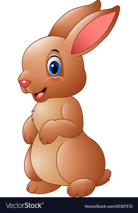 Cartoon Brown Rabbit Vector Image On Vectorstock Animated Rabbit
