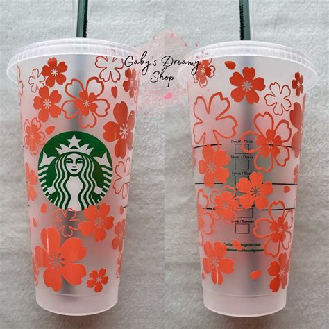 Flower Starbucks Cup Cherry Blossom Starbucks Cup Floral Etsy