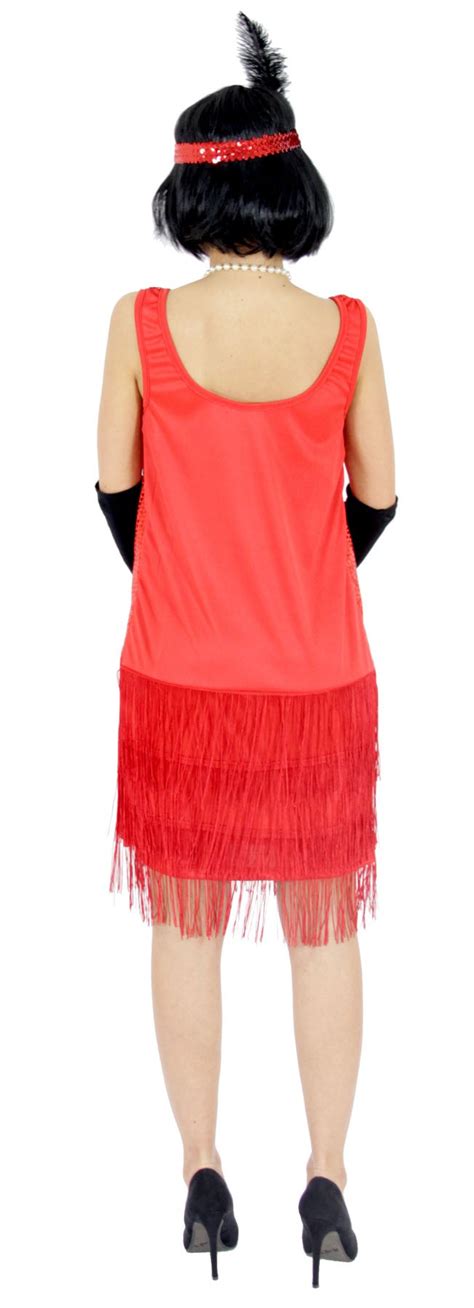 20er jahre damen kleid charleston kostüm mafia 20s flapper rot faschingshop24