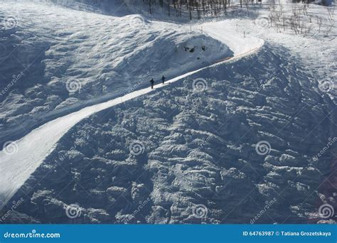 Snow Ski Track Winter Mountains Sochi Russia Stock Image Image Of