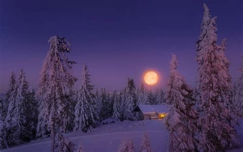 1080p Free Download Full Moon Over Winter Landscape Moons