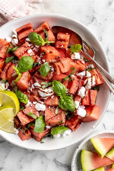 Vegan Watermelon Feta Salad With Balsamic Reduction Jessica In The Kitchen