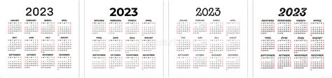 Calendar Template 2023 Set Color English Square Calender Collection