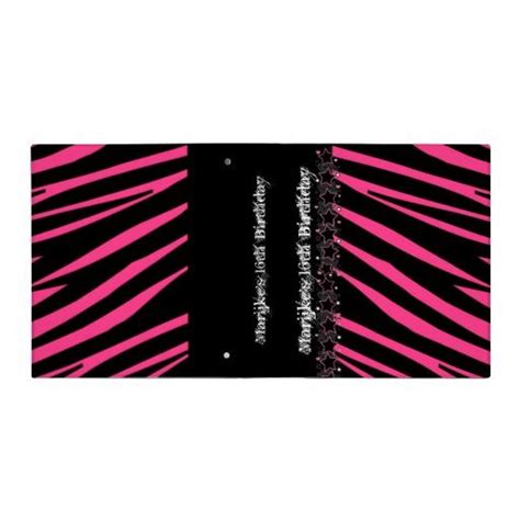 krw zebra pink and black stars keepsake album 3 ring binder pink zebra party black heart