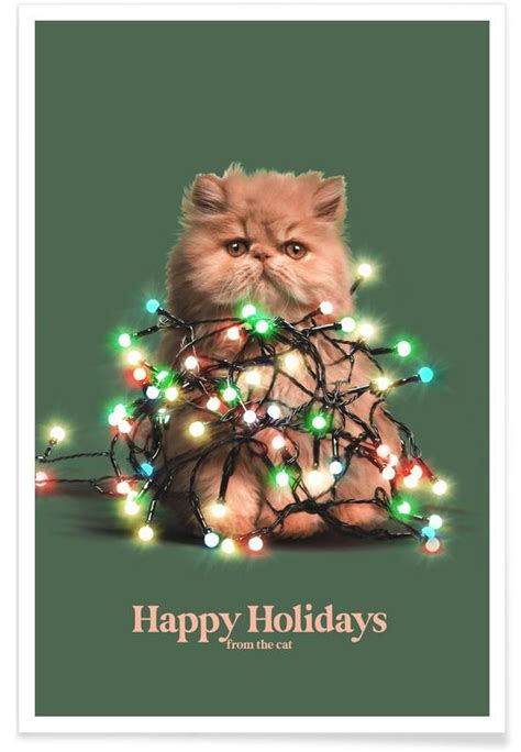 Happy Holidays From The Cat Póster Juniqe