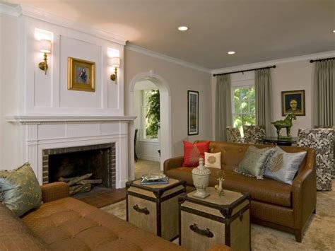 Neutral Living Room With White Fireplace Hgtv
