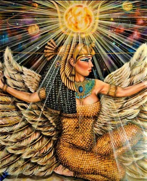 Egyptian Goddess Art Stunning Painting Of A Winged Woman
