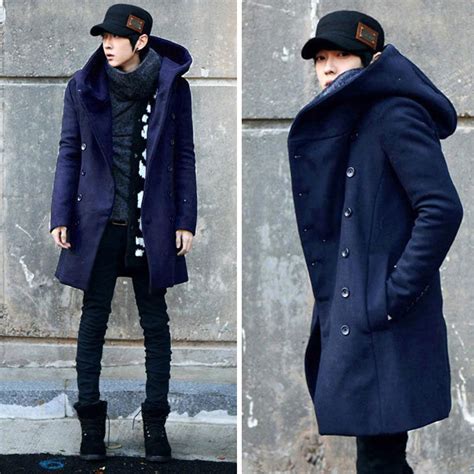 Blackroyal Blue Solid Woolen Winter Coat Blends Manteau