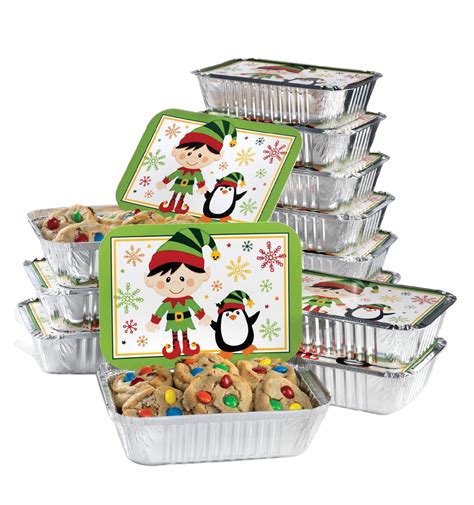 Christmas Food Foil Containers With Festive Lids Rectangle Aluminum