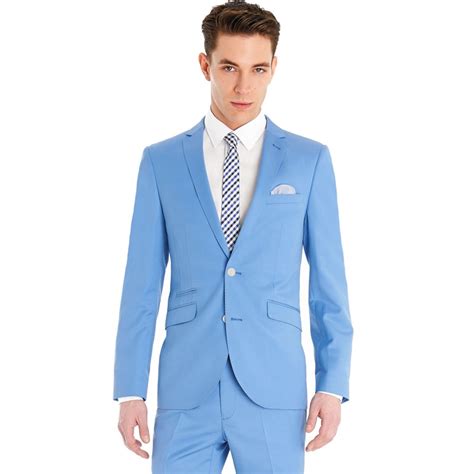 Custom Slim Fit Groom Tuxedos Sky Blue Groomsmen Men Wedding Suits Men