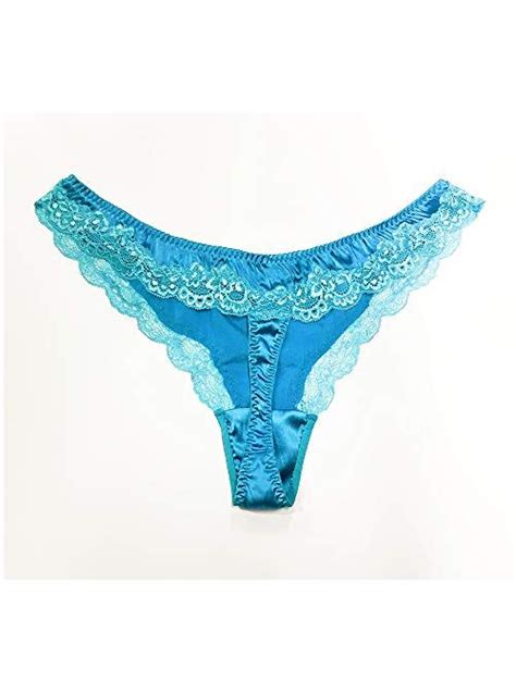 Buy Silriver Womens Silk G String Thong Panties Satin T Back Lace Thong Underwear Online
