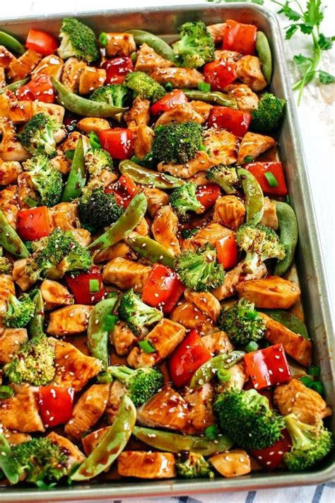 Brush the mixture evenly over the chicken. Sheet Pan Sesame Chicken and Veggies - Simply Delicious ...