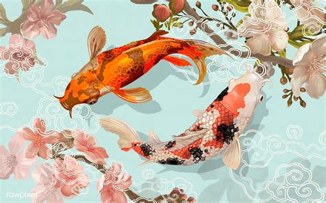 Two Japanese Koi Fish Swimming Premium Image By Koi Art