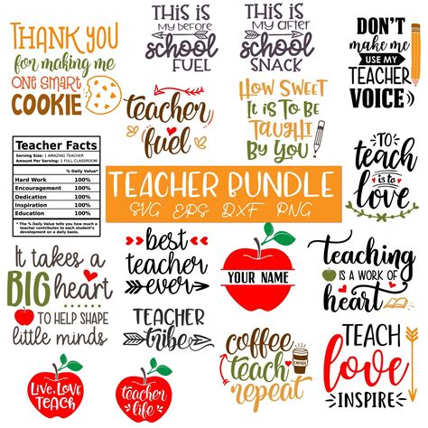 Teacher Svg Bundle Teacher Quotes Svg Teacher Appreciation Etsy