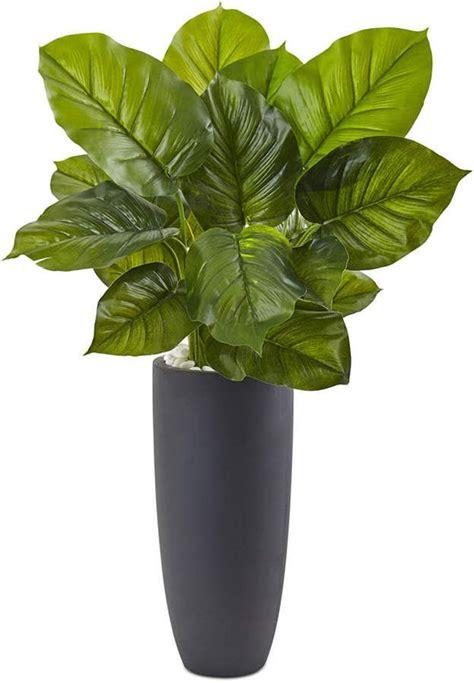 Nearly Natural Large Leaf Philodendron Artificial Plant In Gray