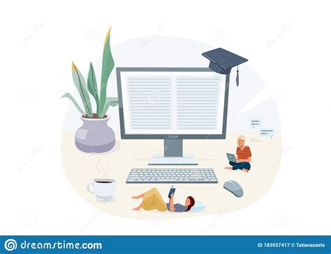 Online Home E-learning Education Vector Illustration. Learning Design ...