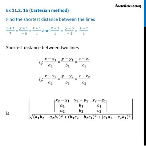 Find Shortest Distance Between Lines D Geometry Vector Cartesian