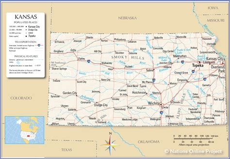 Map Of The State Of Kansas Usa Nations Online Project