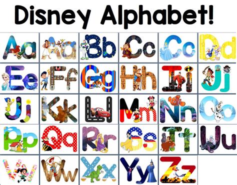 Disney Inspired Alphabet Posters And Cards Etsy Disney Themed