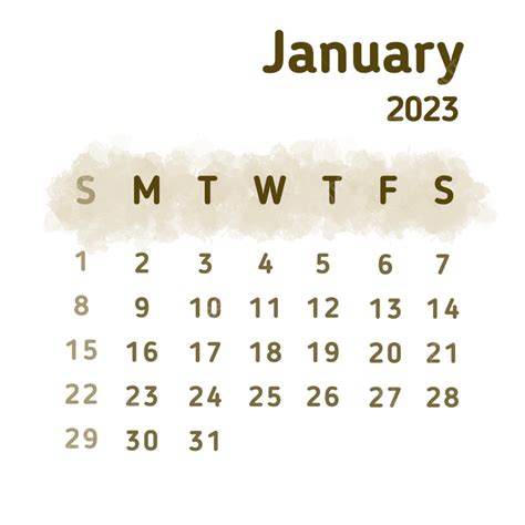 Calendar January 2023 January Calendar 2023 Png Transparent Clipart