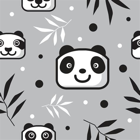 Cute Panda Head Pattern With Bamboo Leaf 3078221 Vector Art At Vecteezy