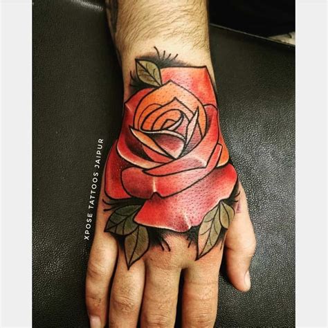 Top 163 Red Rose Hand Tattoo