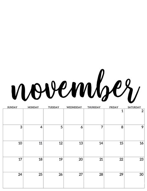 November Kalender Calendar 2019 Calendar Kit Free Printable Calendar