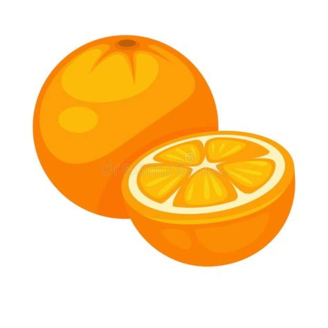 Orange Tropical Fruit Whole And Half Isolated On White Background