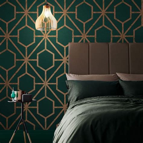 Rinku Wallpaper In Green And Copper From The Exclusives Collection By