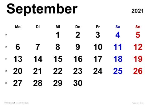 Kalender September 2021 Kalenderpedia Kalander Jan 2021