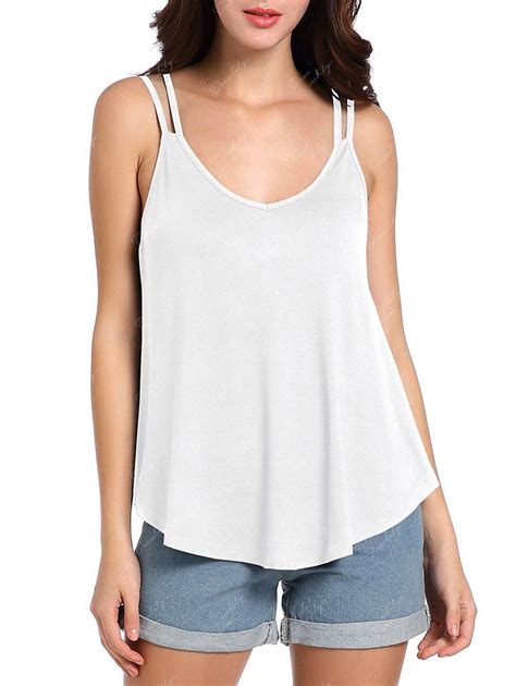 2018 Loose Fit Cutout Cami Tank Top White Xl In Tank Top Online Store Best Loose Fitting Pants
