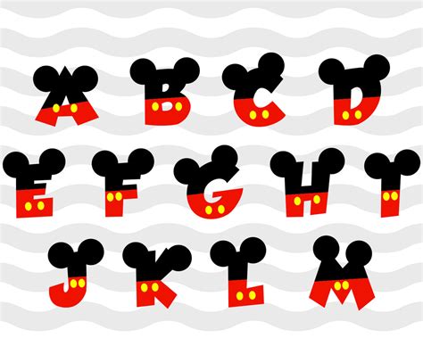 Mickey Mouse Font Disney Svg Mickey Mouse Svg Dxf Disney 17d
