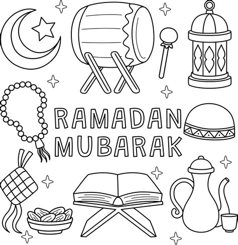 Ramadan Mubarak Coloring Page For Kids 15867627 Vector Art At Vecteezy