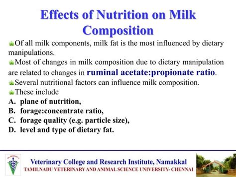 Factors Affecting Quality And Quantity Of Milk In Dairy Cattle
