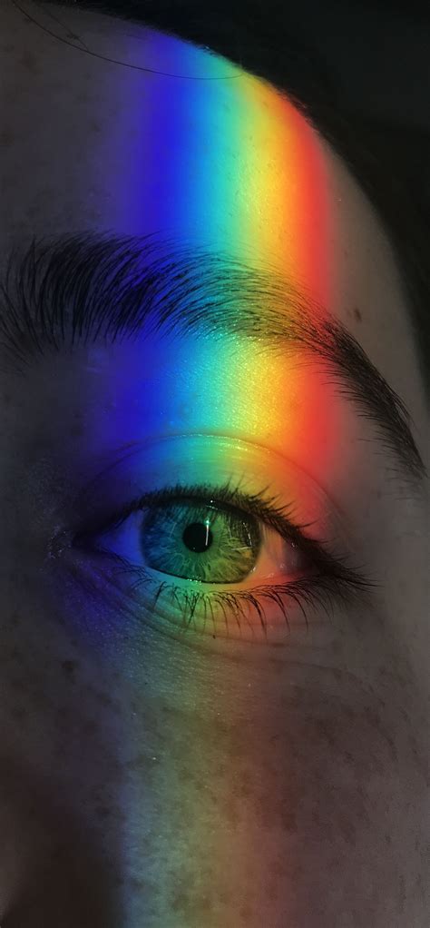 A Womans Face With A Rainbow Colored Eye
